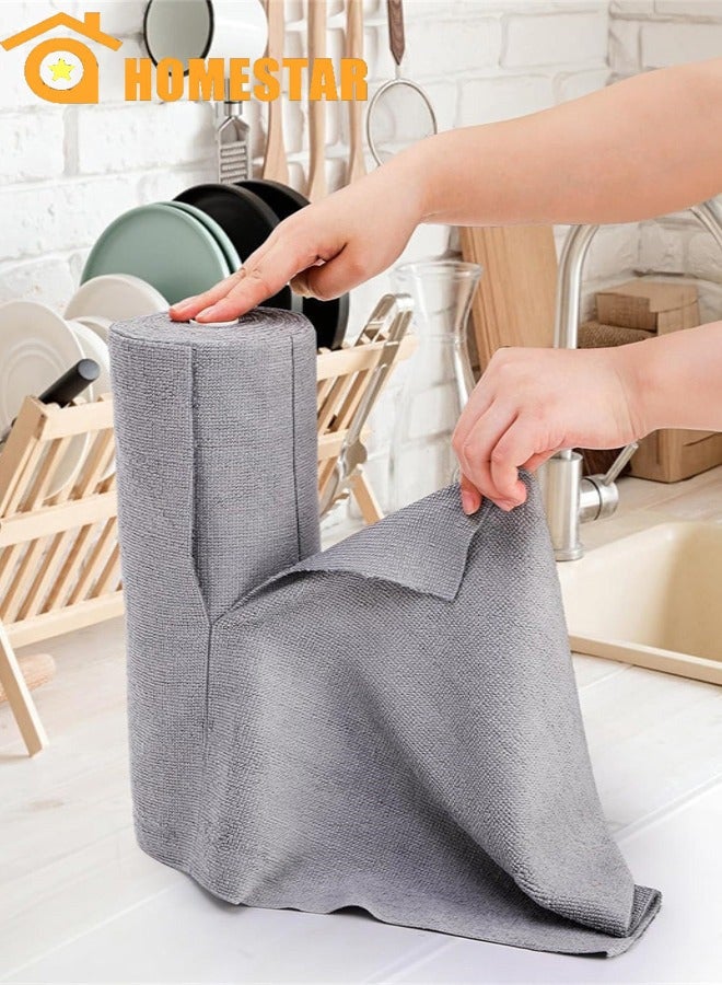 HOMESTAR 1 Roll Microfiber Cleaning Cloth Roll, Reusable Tear Away Towels, All-Purpose Absorbent Rags, Lint Free Dusting Cloth, Washable Shop Rags for Car, Bathroom, Kitchen, Window - Image 1